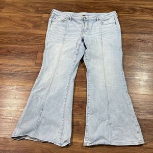 American Eagle Jeans Stretch Super Low Rise Flare Blue Cotton Womens Size 18